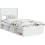 vidaXL Bedframe met opbergruimte en hoofdbord Wit 75 x 190 cm