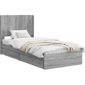 vidaXL Bedframe met opbergruimte en hoofdbord Grijs Sonoma
