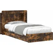 vidaXL Bedombouw met opslag Gerookt eiken 100 x 200 cm Bewerkt hout