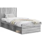 vidaXL Bedframe met opbergruimte en hoofdbord Grijs Sonoma