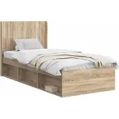 vidaXL Bedframe met opbergruimte en hoofdbord 2 st Bewerkt hout