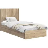 vidaXL Bedframe met opbergruimte en hoofdbord Sonoma Eiken