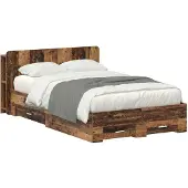 vidaXL Bedombouw met opslag Oud hout 120 x 190 cm Bewerkt hout