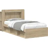 vidaXL Bedombouw met opslag Sonoma Eiken 90 x 190 cm Bewerkt hout