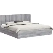vidaXL Bedframe met opbergruimte en hoofdbord Grijs sonoma
