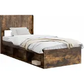 vidaXL Bedframe met opbergruimte en hoofdbord Gerookt eiken