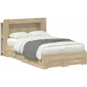 vidaXL Bedombouw met opslag Sonoma Eiken 120 x 200 cm Bewerkt hout