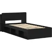 vidaXL Bedombouw met opslag Zwart 75 x 190 cm Bewerkt hout