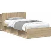 vidaXL Bedombouw met opslag Sonoma Eiken 75 x 190 cm Bewerkt hout