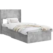 vidaXL Bedframe met opbergruimte en hoofdbord Betongrijs 75 x 190 cm