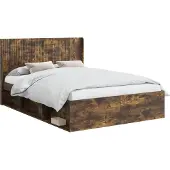 vidaXL Bedframe met opbergruimte en hoofdbord Gerookt eiken