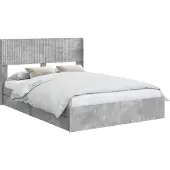 vidaXL Bedframe met opbergruimte en hoofdbord Betongrijs 150 x 200 cm