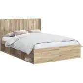 vidaXL Bedframe met opbergruimte en hoofdbord Sonoma Eiken