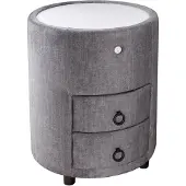 Invicta Rond nachtkastje SIGNUM met LED-verlichting, 55 cm, fluweelgrijs. - 46410