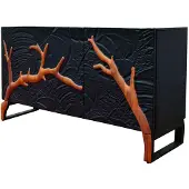 Invicta Dressoir FOREST 160 cm 3D mangohout zwartbruin - 46199