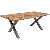 Riess Eettafel BARRACUDA 180 cm met X-poten, naturel, zonder glazen blad. - 39698