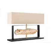 Invicta Tafellamp ROUSILIQUE 60 cm lampenkap beige teakhout naturel - 44689