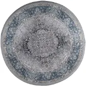 Muratap Star rond klassiek oosters vloerkleed wasbaar grijs blauw- 160 cm rond