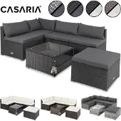 Casaria Polyrotan XL Lounge Bruin/Crème met dikke rugkussens