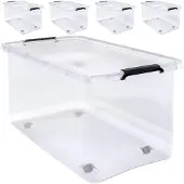 Deuba 4 Stuk Opbergbox met Deksel Transparant 60x40x35cm 52L
