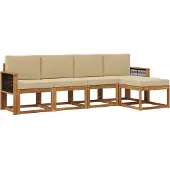 vidaXL Buiten bank set 5 st Natuurlijk en Beige Polyester