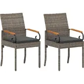 vidaXL Tuinstoelen 2 st Grijs en Donkergrijs Poly Rattan en Acacia
