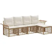 vidaXL Buiten bank set 5 st Natuurlijk en Crème Wit Polyester
