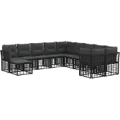 vidaXL Buiten bank set 11 st Zwart en Donker Grijs Polyester