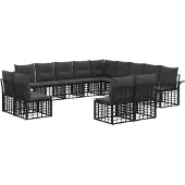 vidaXL Buiten bank set 13 st Zwart en Donker Grijs Polyester
