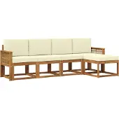 vidaXL Buiten bank set 5 st Natuurlijk en Crème Polyester