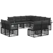 vidaXL Buiten bank set 11 st Zwart en Donker Grijs Polyester
