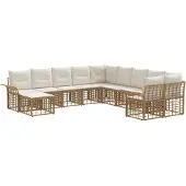 vidaXL Buiten bank set 11 st Natuurlijk en Crème Wit Polyester
