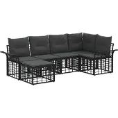vidaXL Buiten bank set 6 st Zwart en Donker Grijs Polyester