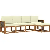 vidaXL Buiten bank set 5 st Natuurlijk en Crème Polyester