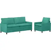 vidaXL Bankstel 2 st Turquoise Fluweel
