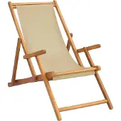 vidaXL Zonstoel Beige Massief Teakhout