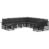 vidaXL Buiten bank set 11 st Zwart en Donker Grijs Polyester
