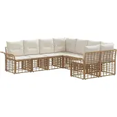 vidaXL Buiten bank set 8 st Natuurlijk en Crème Wit Polyester