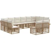 vidaXL Buiten bank set 12 st Natuurlijk en Crème Wit Polyester