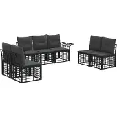 vidaXL Buiten bank set 7 st Zwart en Donker Grijs Polyester
