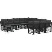 vidaXL Buiten bank set 12 st Zwart en Donker Grijs Polyester