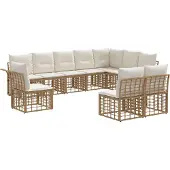 vidaXL Buiten bank set 10 st Natuurlijk en Crème Wit Polyester