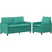 vidaXL Bankstel 2 pcs Turquoise Fluweel