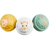 Sophie de Giraf Muzikale Speelballen - 5-Senses Collectie - Speelgoedbal - Babyspeelgoed - 100% Natuurlijk rubber - OK-Biobased - Vanaf 3 maanden - Geel/Wit/Groen - 3 Stuks