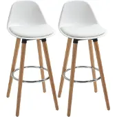 HOMCOM barkruk - kunstleer - beukenhout - 38,5B x 42,5L x 91H cm - wit