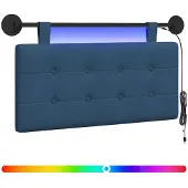 vidaXL Hangend hoofdbord Met LED-verlichting Blauw Stof