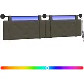 vidaXL Hangend hoofdbord Met LED-verlichting Grijs Kunstleer