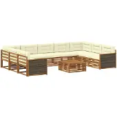 vidaXL Buiten bank set 10 st Natuurlijk en Crème Massief Acacia Hout