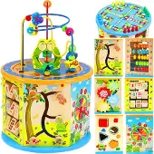 Kruzzel Houten Educatieve Kubus 8-in-1 - Speel en Leer met Plezier