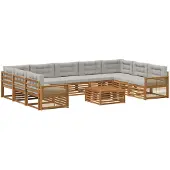 vidaXL Buiten bank set 10 st Naturel en lichtgrijs Massief Acacia Hout